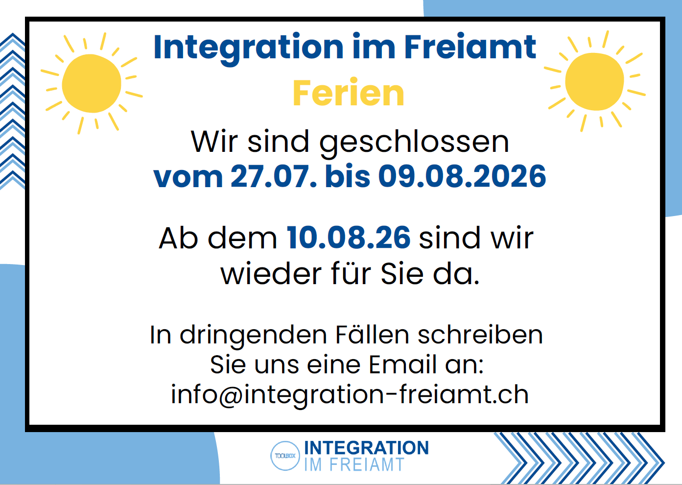 Betriebsferien RIF